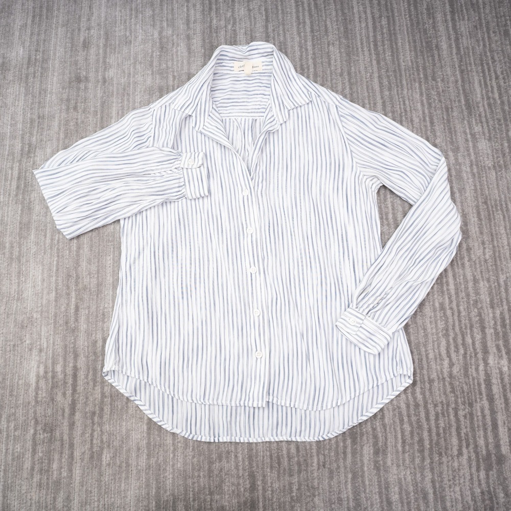 Cloth & Stone Button Up Women XS Blue White Excellent Striped Long Sleeve Top